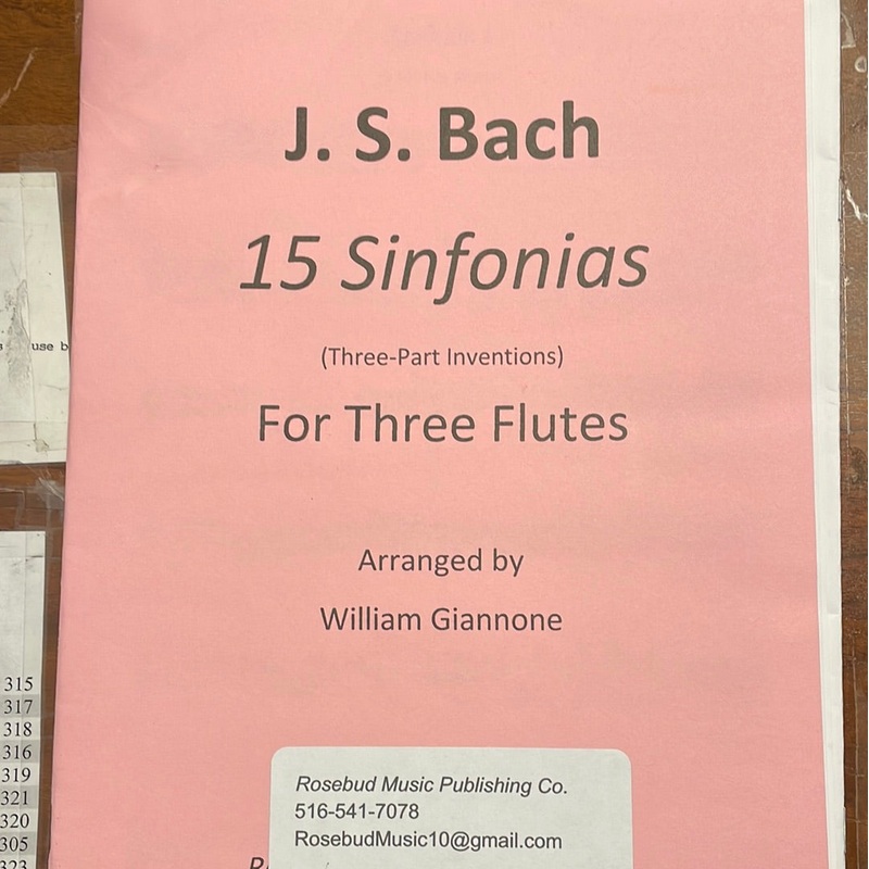 15 Sinfonias – for Three Flutes – Bach/Giannone – Rosebud Publishing