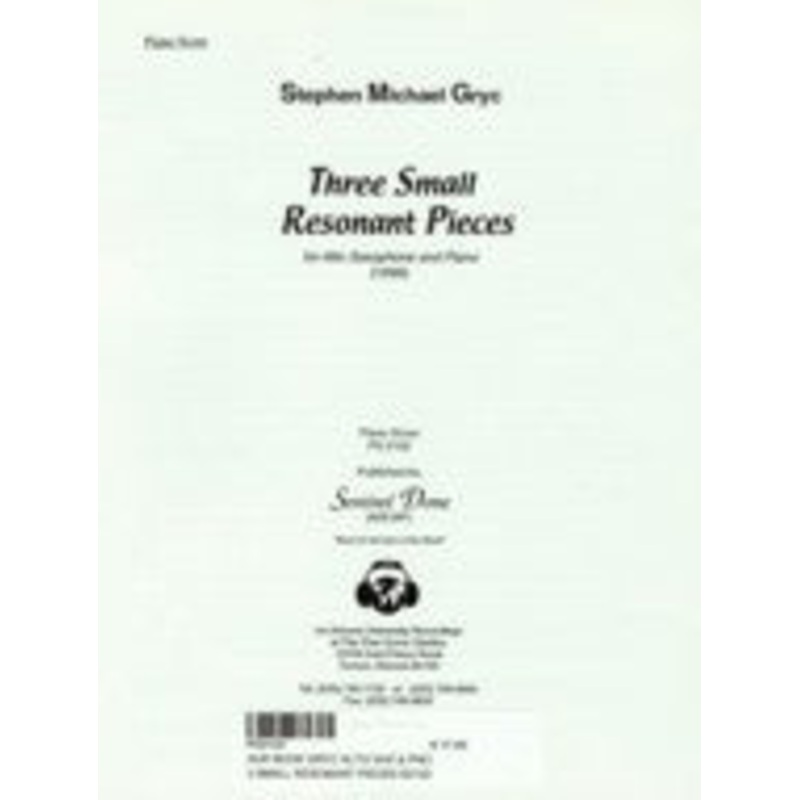 3 Small Resonant Pieces Alto Sax & Piano/Sax Part-SPT2132