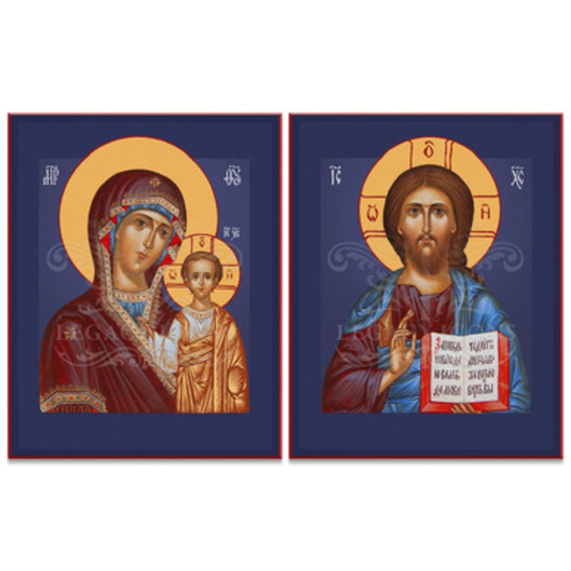 Christ and Theotokos (Blue) Prayer Corner Icon Set – Y022